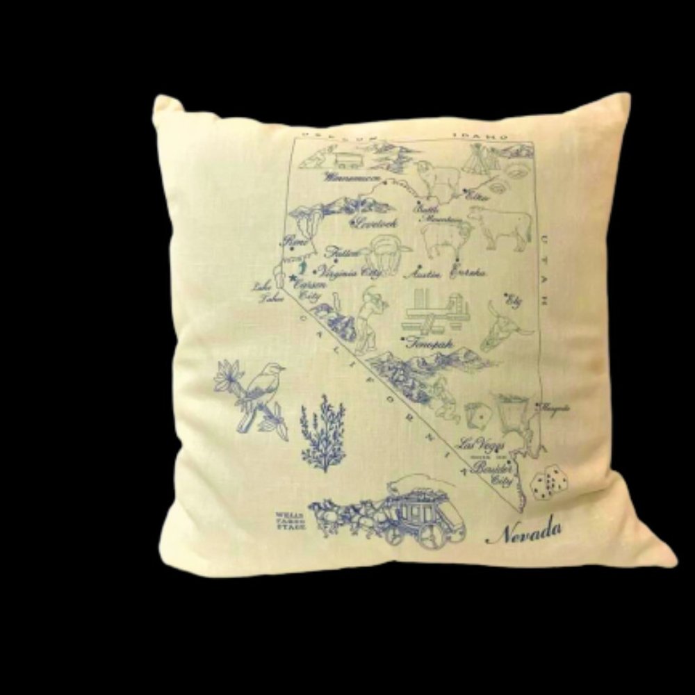 Brand New Map Pillow of Nevada, c. 1950's